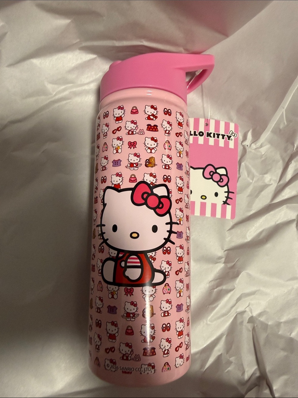 Hello Kitty Pink Travel Bottle with Red Bow Accent 20oz